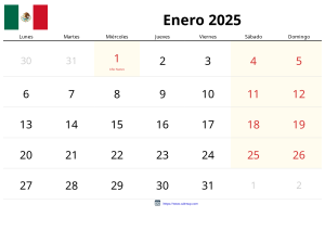 Calendario Enero 2025