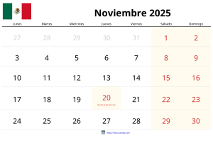 Calendario Noviembre 2025