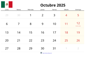 Calendario Octubre 2025