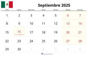 تقويم سبتمبر 2025