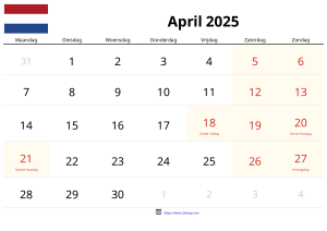Calendario Abril 2025