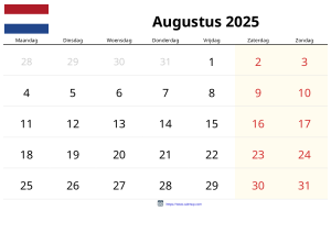 Calendario Agosto 2025
