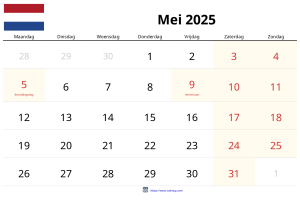 Calendario Mayo 2025