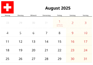 Calendario Agosto 2025