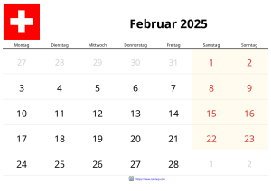 Calendario Febrero 2025