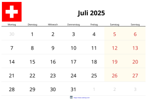 Calendario Julio 2025