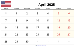 April 2025 Kalender