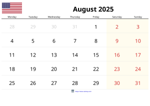 Agosto 2025 Calendario