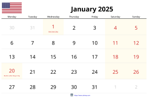 Januar 2025 Kalender