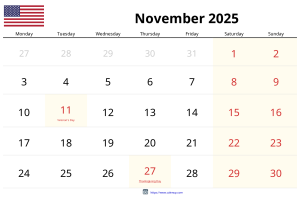 تقويم نوفمبر 2025