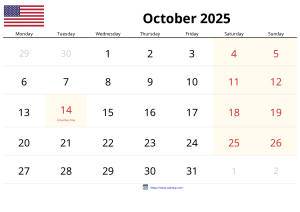 Ottobre 2025 Calendario