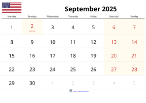 September 2025 Kalender