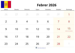 Calendari Febrer 2026