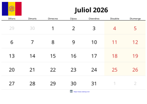 Calendari Juliol 2026