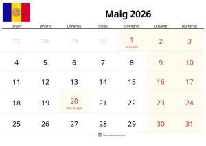 Calendario Mayo 2026