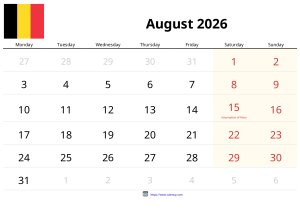 August 2026 Calendar August 2026 Calendar