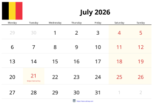 July 2026 Calendar July 2026 Calendar