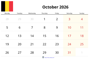 October 2026 Calendar October 2026 Calendar