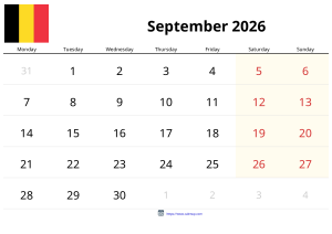 September 2026 Calendar September 2026 Calendar