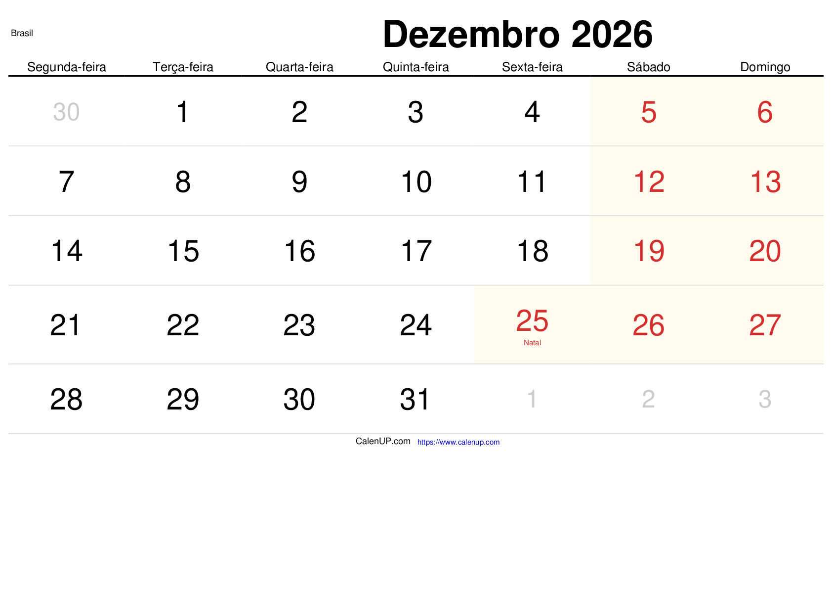 Desember 2026 Kalender