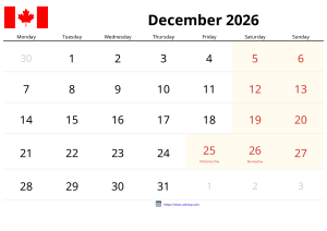 December 2026 Calendar