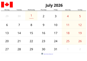 July 2026 Calendar