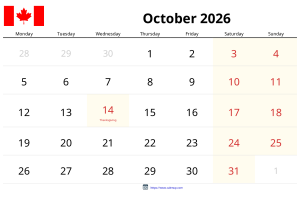 October 2026 Calendar