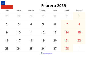 Calendario Febrero 2026