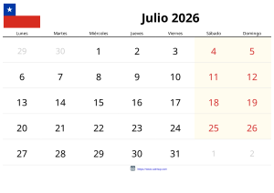 Calendario Julio 2026