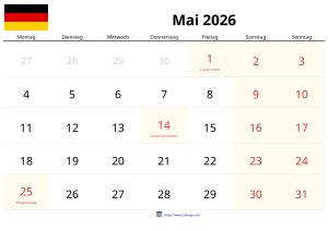 Calendário de Maio de 2026 