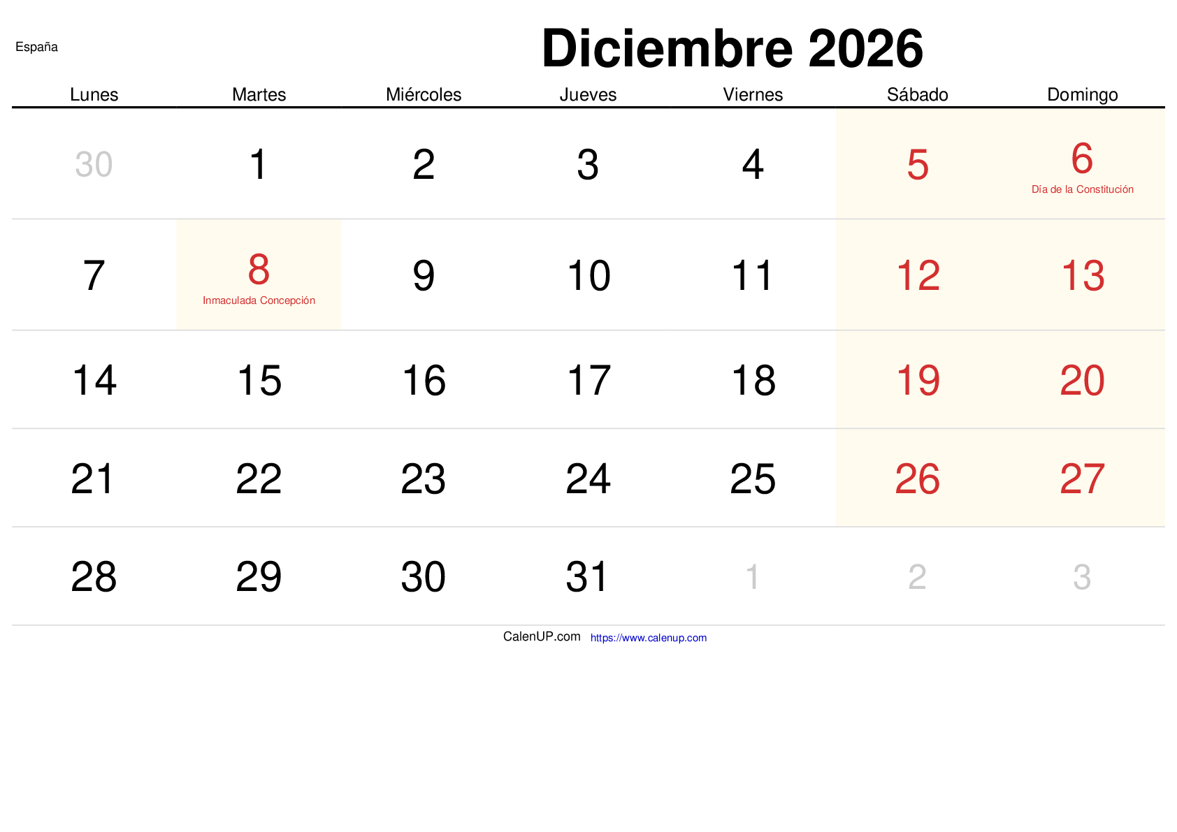 December 2026 Kalender