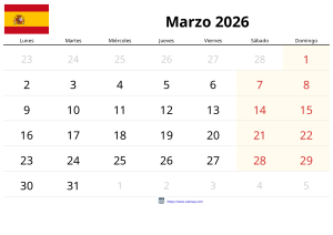 Marts 2026 Kalender