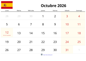 Ottobre 2026 Calendario