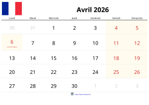 Calendario Abril 2026