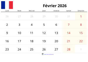 Calendario Febrero 2026