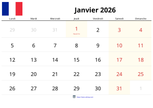 Calendario Enero 2026