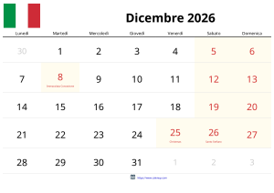 Calendrier Décembre 2026