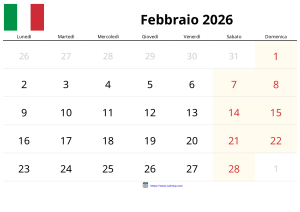 Calendrier Février 2026