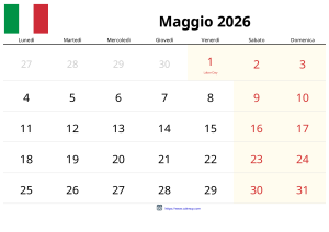 Calendrier Mai 2026