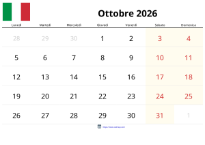 Calendrier Octobre 2026