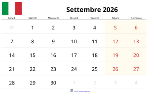 Calendrier Septembre 2026