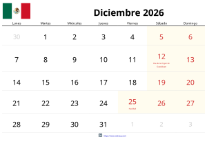 Calendario Diciembre 2026