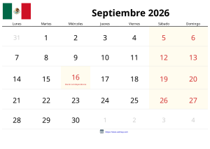 Calendário de Setembro de 2026 