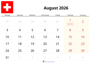 Calendario Agosto 2026