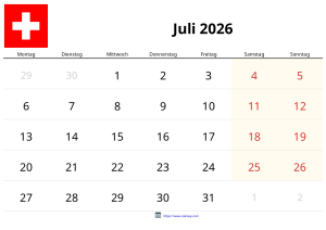 Calendario Julio 2026