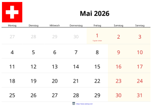 Calendario Mayo 2026