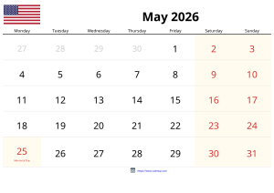 Calendário de Maio de 2026 