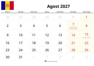 August 2027 Kalender