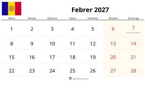 Februar 2027 Kalender