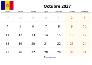 Oktober 2027 Kalender